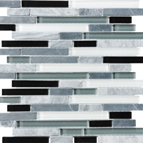 Bliss by Florida Tile - Midnight 12X12 Random Strip Mosaics