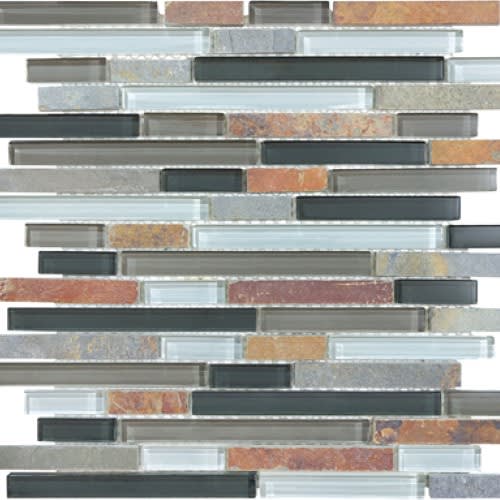 Bliss by Florida Tile - Smoky Mica 12X12 Random Strip Mosaics