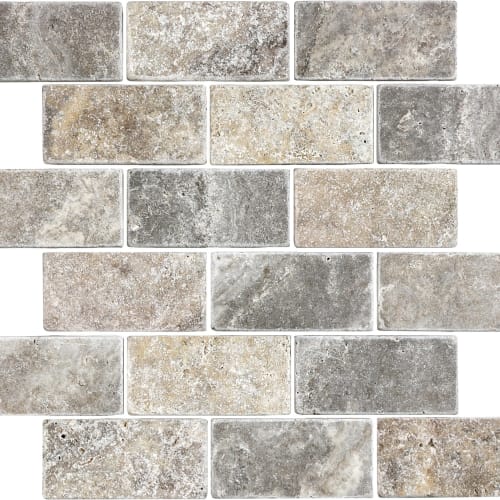 Travertine by Florida Tile - Silver Ash Tumbled 2X4-Brick