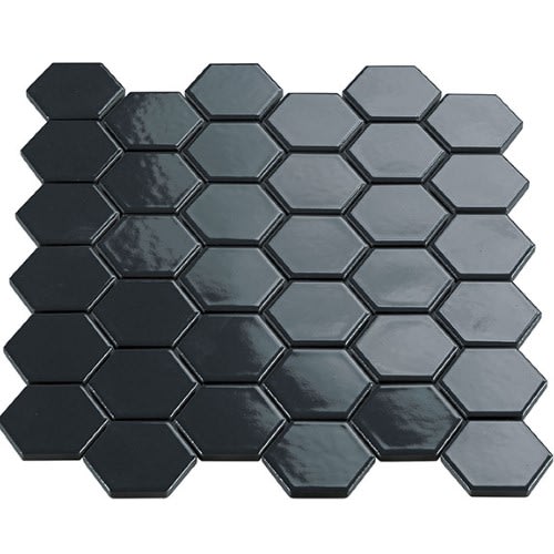 Dark Grey Hexagon Mosaic 2"X2" Gloss