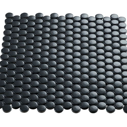 Multiplier by Crossville - Dark Grey Circle Mosaic 1"X1" Gloss