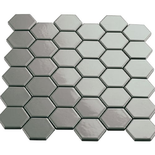 Grey Hexagon Mosaic 2"X2" Gloss