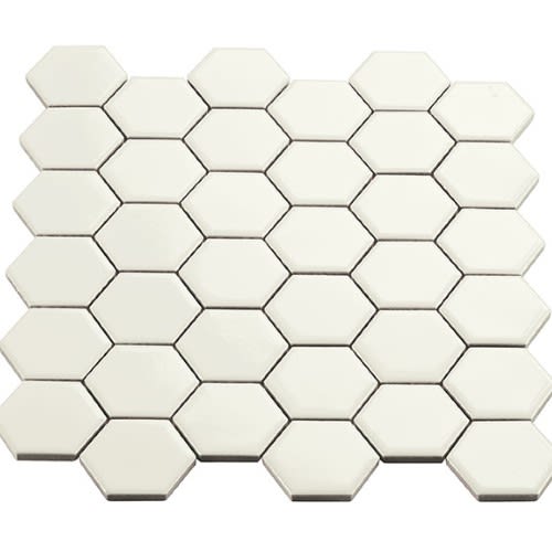 White Hexagon Mosaic 2"X2" Gloss