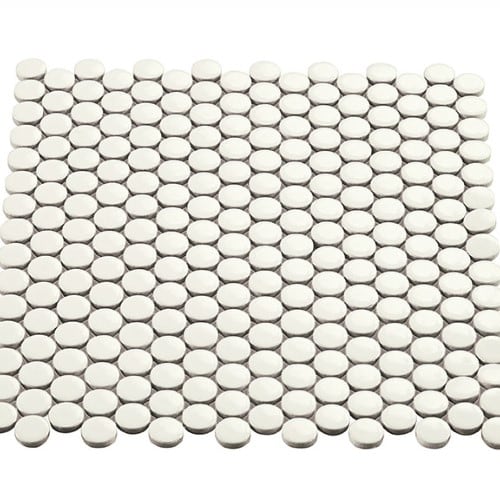 White Circle Mosaic 1"X1" Gloss