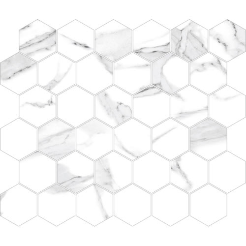 Mosaic Calacatta - Hexagon by Decovita - White