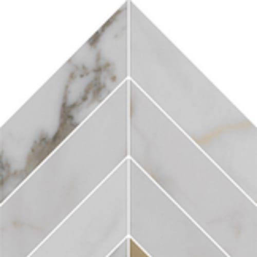 Alustra Hdp by Florida Tile - Imperial Gold Calacatta Matte Chevron Mosaic