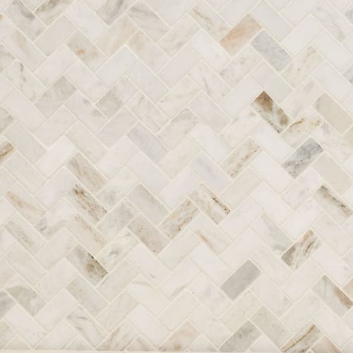 Arabescato Venato White 1X2 Herringbone Honed