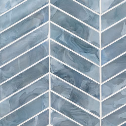 Blue Shimmer by Msi - Blue Shimmer Chevron Pattern Tile