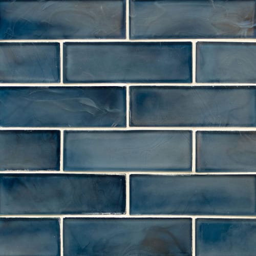 Blue Shimmer Glass Subway Tile