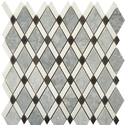 Diamond Series by Glazzio Tiles - Mugworth(Big Diamond)-Thassos White (Stripes)