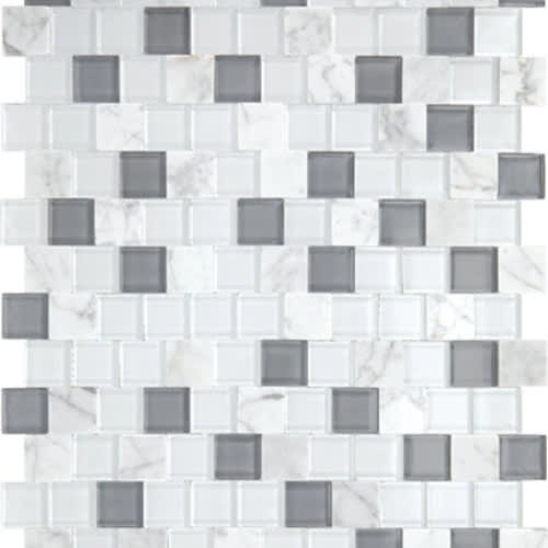 Perfit Mosaix by Dal-Tile - White Carrara & Glass Brick Joint 1X1