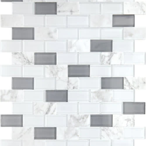 Perfit Mosaix by Dal-Tile - White Carrara & Glass Brick Joint 1X2