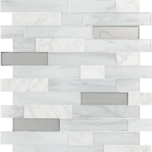 Perfit Mosaix by Dal-Tile - White Carrara & Glass Random Linear