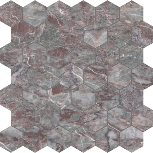 Sereno Burgundy by Anatolia - Hexagon Mosaic Honed