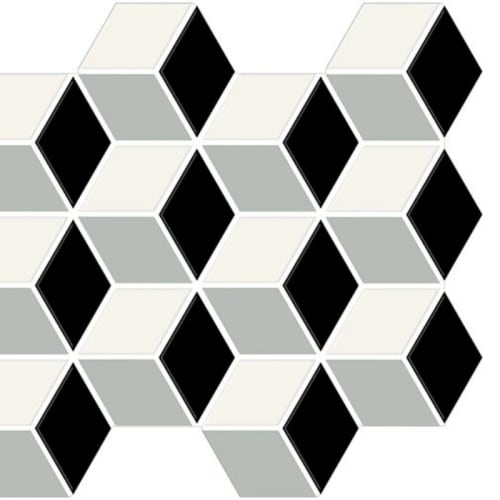 Color Story Mosaics by American Olean - White/Black/Balance/Matte Cubist Hexagon-1.5''