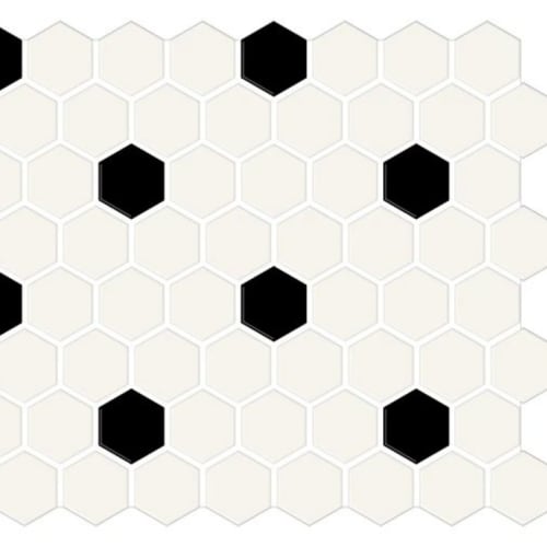 White / Black / Matte Hexagon-1.5''-Glossy