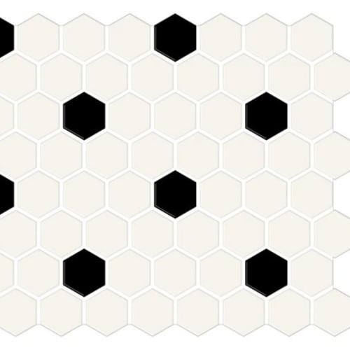 Color Story Mosaics by American Olean - White / Black / Matte Hexagon-1.5''