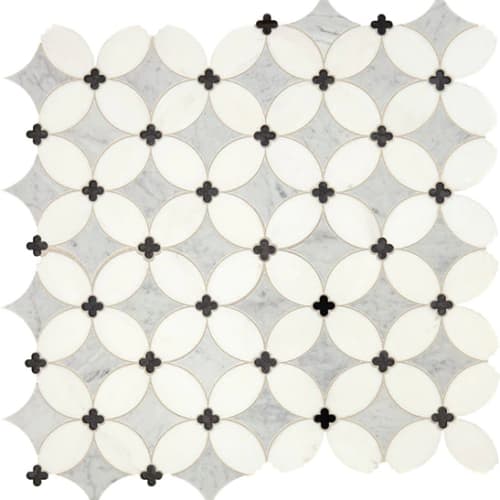 Lavaliere by Dal-Tile - Carrara/Thassos/Blk Ant Mirror Petal