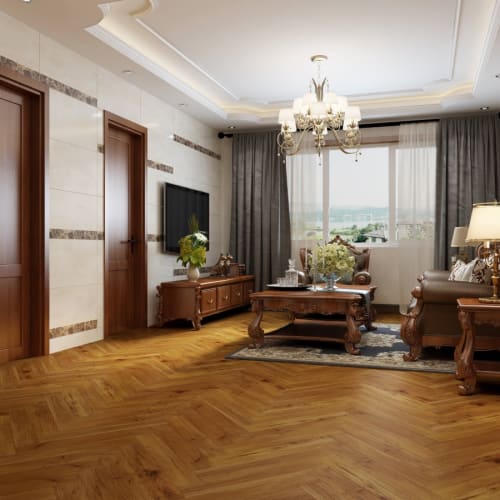 Authentic Herringbone by Flanagan Flooring - Golden Walnut