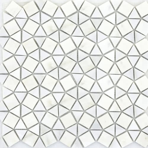 Marble Winter Frost by Emser Tile - Frost Geometric Mosaic - Mesh Mosaic