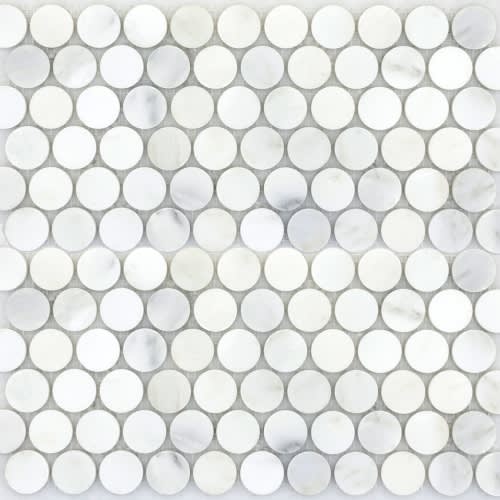 Marble Winter Frost by Emser Tile - Winter Frost Penny Mosaic - Mesh Mosaic