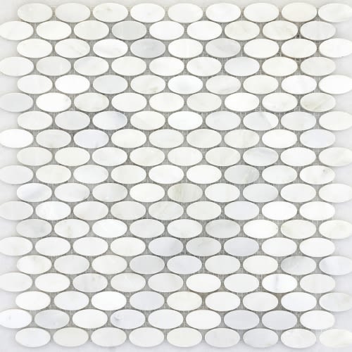 Marble Winter Frost by Emser Tile - Winter Frost Oval Mosaic - Mesh Mosaic