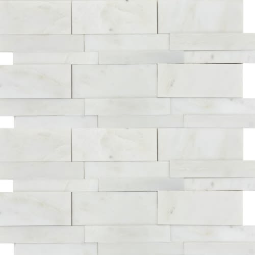 Marble Winter Frost by Emser Tile - Winter Frost 3d Linear Mosaic - Mesh Mosaic