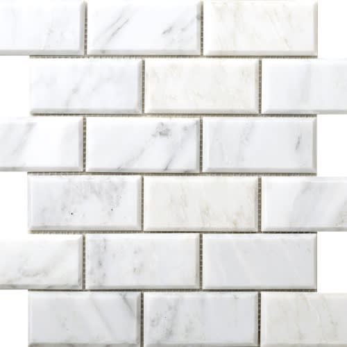 Marble Winter Frost by Emser Tile - Winter Frost Bevelled Mosaic - Mesh Mosaic