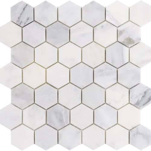 Winter Frost 2" Hexagon Mosaic - Mesh Mosaic