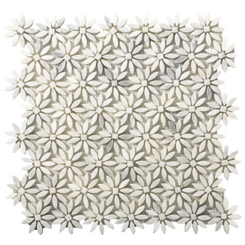 Marble Winter Frost by Emser Tile - Winter Frost Daisy Mosaic - Mesh Mosaic