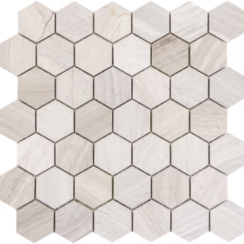 Cream - 2" Mixed Hexagon Honed