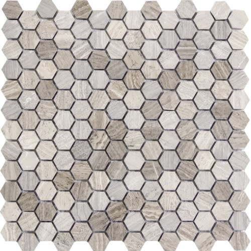 Gray - 1" Mixed Hexagon Honed