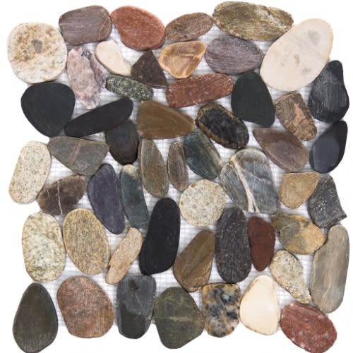 Rivera Pebbles by Emser Tile - Natural Blend Flat 12" X 12" Pebble