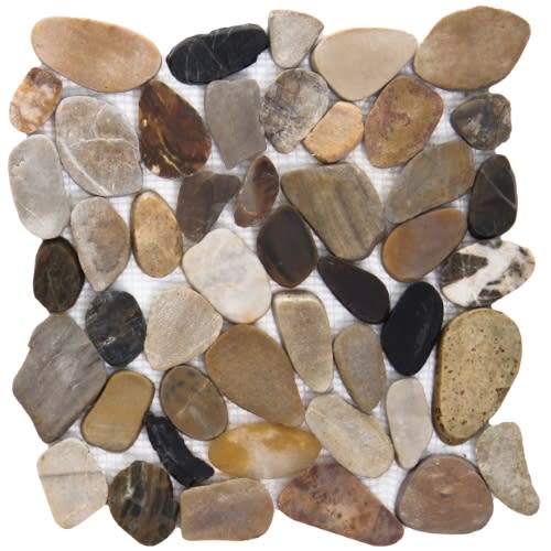 Rivera Pebbles by Emser Tile - 4 Color Blend Flat 12" X 12" Pebble