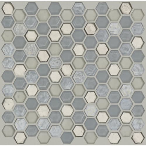 Molten Hexagon Glass by Shaw Industries - Pewter