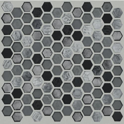 Molten Hexagon Glass by Shaw Industries - Obsidian