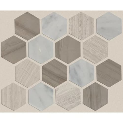 Chateau Hexagon Mosaic by Shaw Industries - Bianco C Rockw Urba