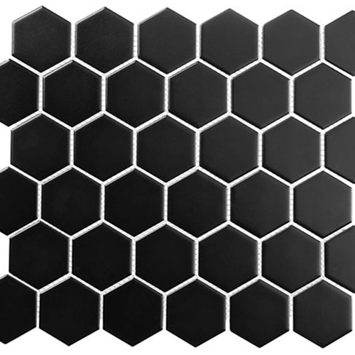 Freedom Avenue Collection - 2" Hex by Glazzio Tiles - Pitch Raven