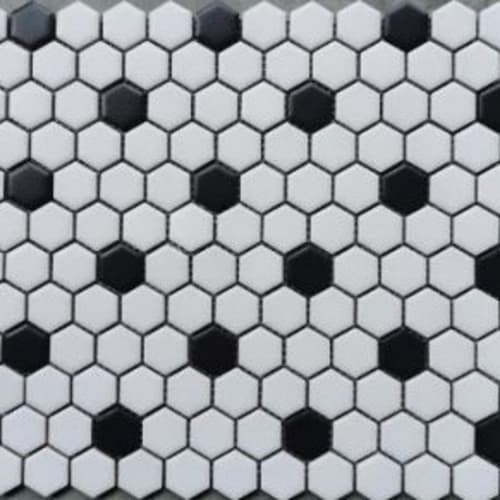 White Black Hex 1"X1"