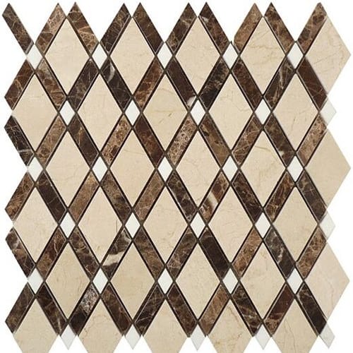 Diamond by Glazzio Tiles - Crema Marfil-Emperador Dark-Thassos White