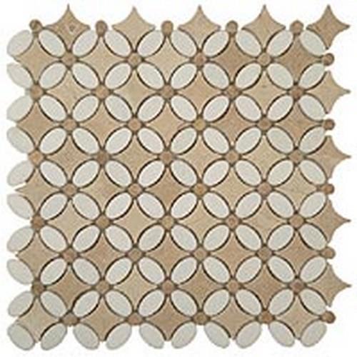 Flower by Glazzio Tiles - Thassos White-Emperador Light-Crema Marfil