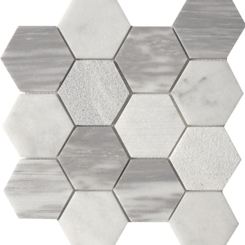 Luna /Carrara 3" Hex Blend Mosaic