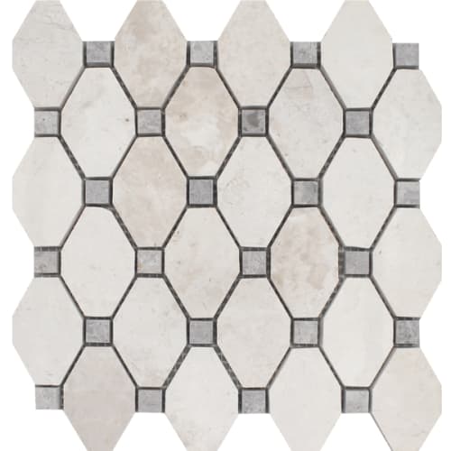 Polished Elongated Hex Gray Dot Mosaic