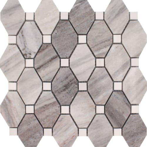 Polished Elongated Hex White Dot Mosaic