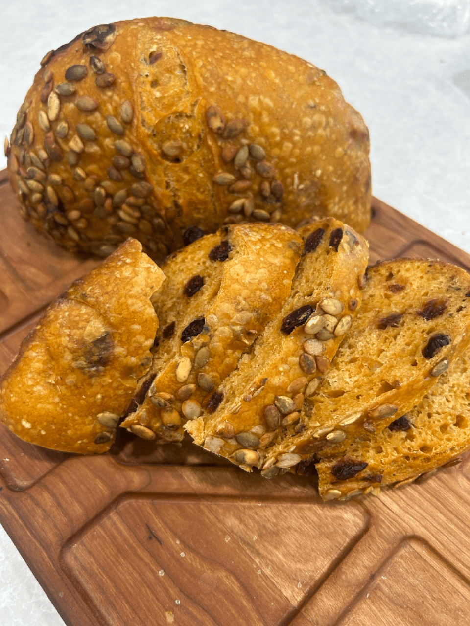Cranberry pumpkin sourdough loaf