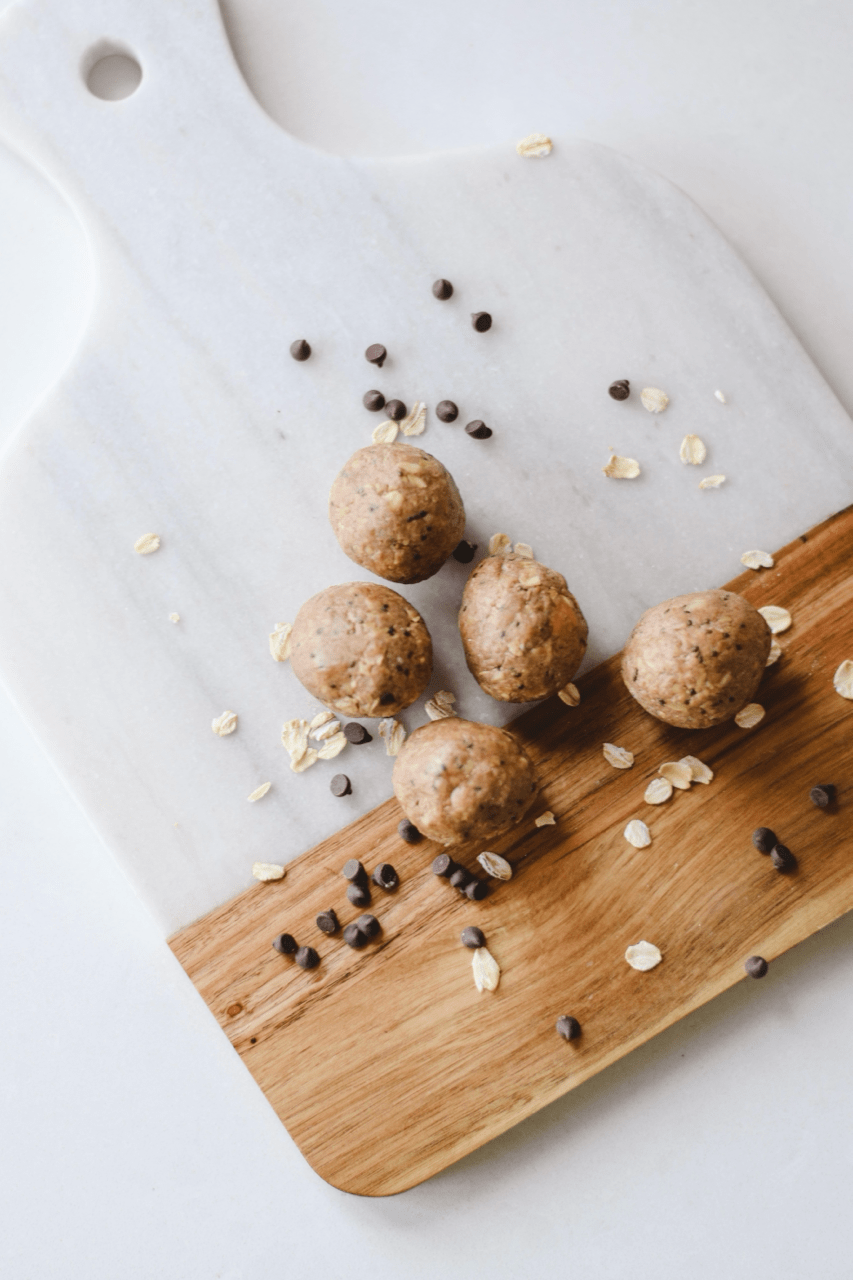 Peanut butter banana chocolate chunk protein bites