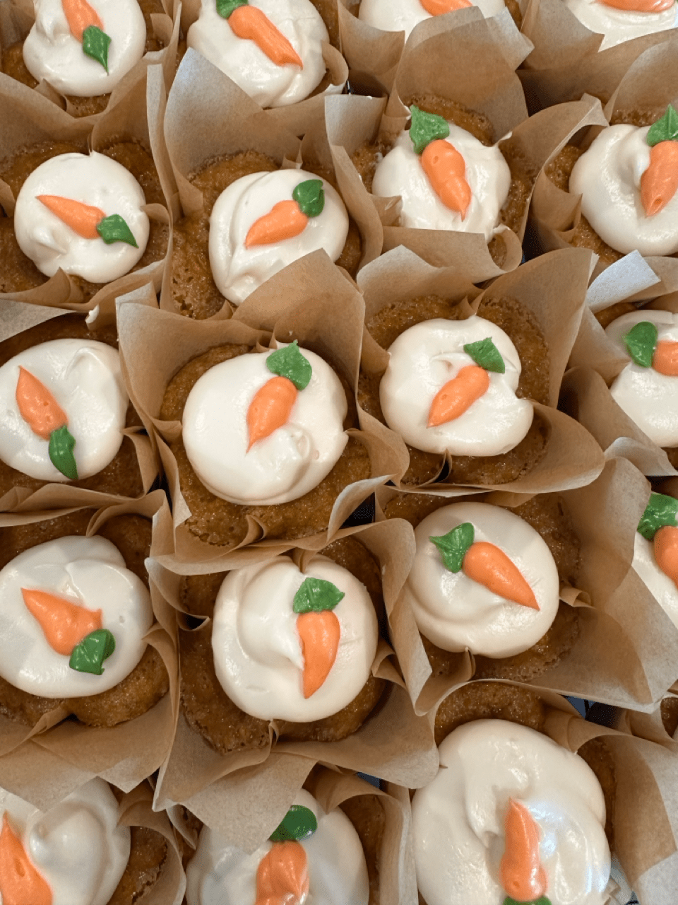 Sourdough olive oil carrot cake cupcake