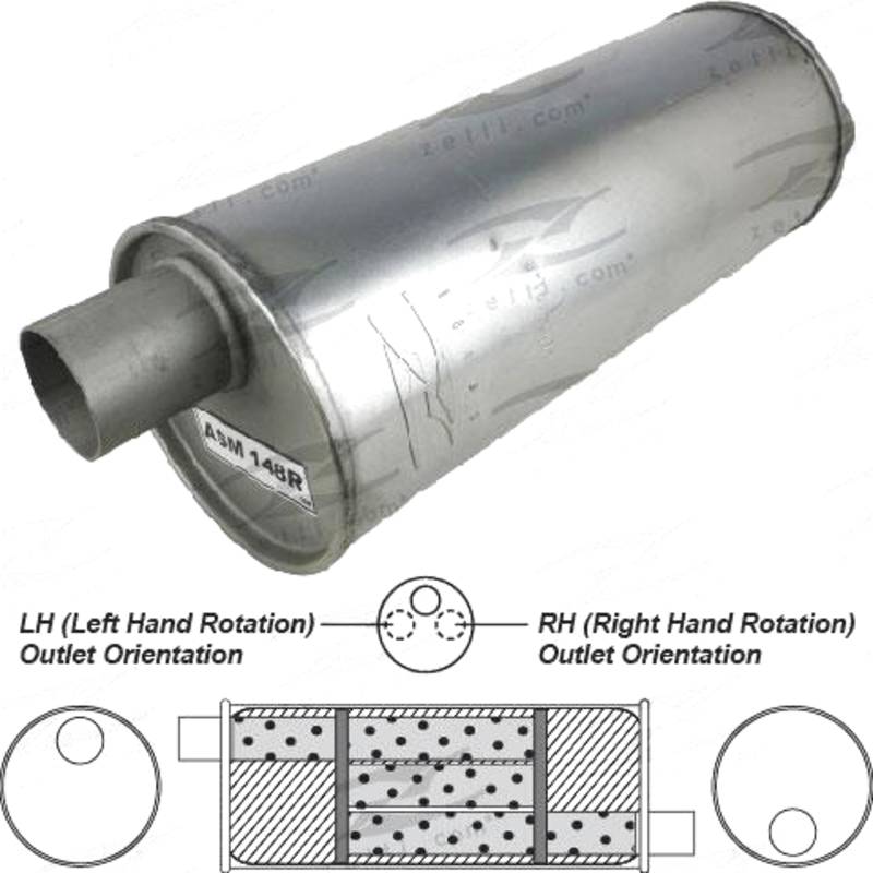 6" Round, 12" Long, 1 1/2", O/O L, T Flow, Mild