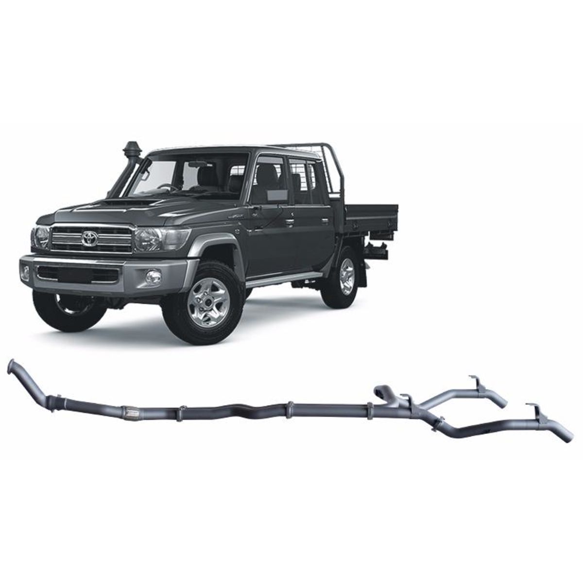 Redback Extreme Duty Twin Exhaust to suit Toyota Landcruiser 79 Series Double Cab (10/2012 - 10/2016)