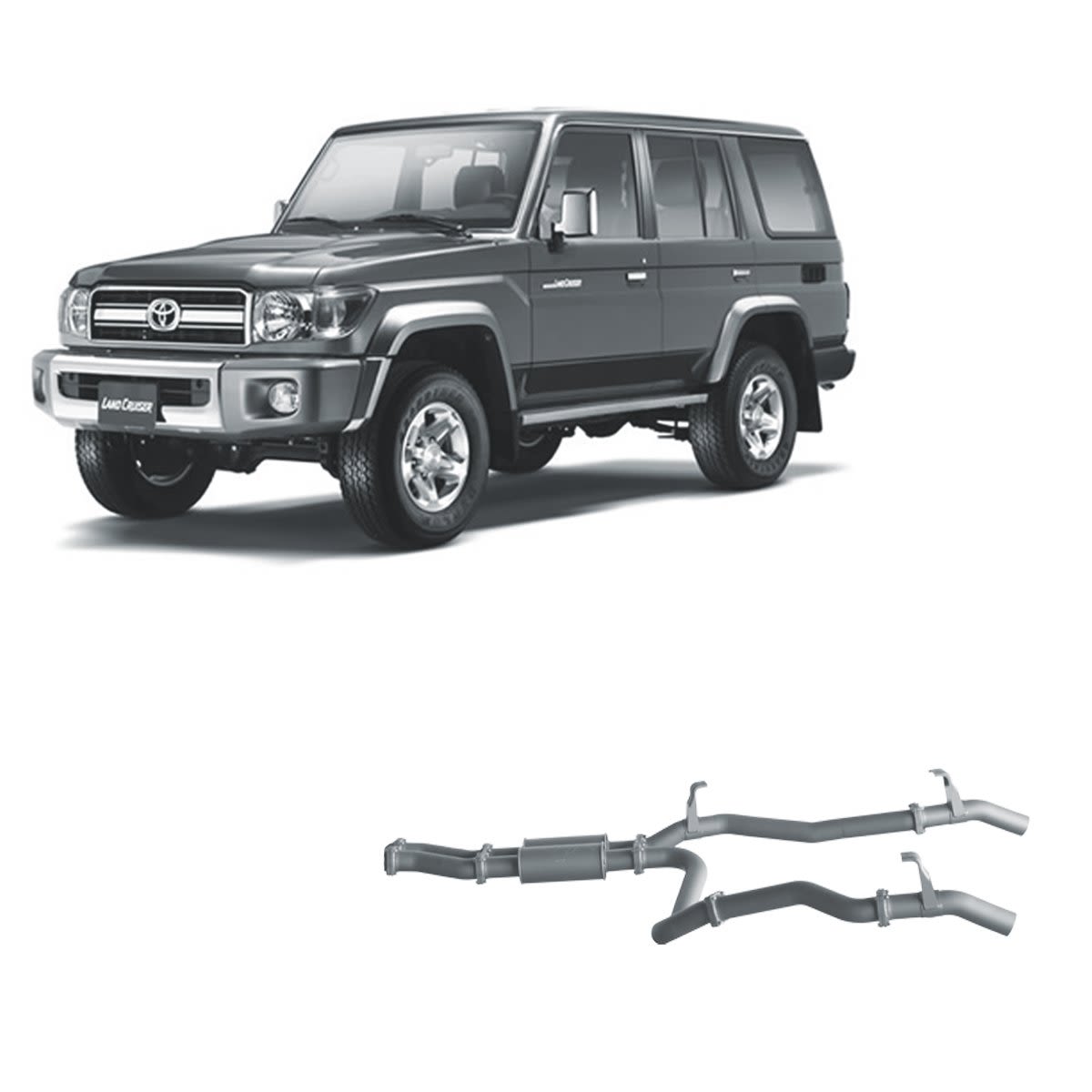 Redback Extreme Duty Twin Exhaust to suit Toyota Landcruiser 76 Series Wagon (11/2016 - on)